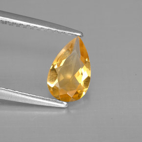 0.69 ct Yellow Citrine Gemstone, Citrine Gem in Pear Facet Shape for Sale.