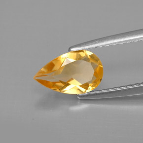0.69 ct Yellow Citrine Stone, Natural Citrine in Pear Facet Shape for Sale