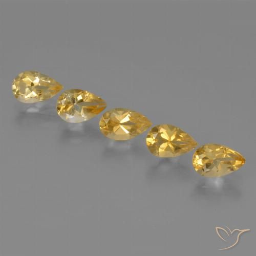 3.92ctw Natural Light Golden Citrine, Pear Shape, VVS-VS