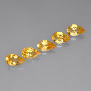 3.80 ct Yellow Citrine Gemstone, Citrine Gem in Pear Facet Shape for Sale.
