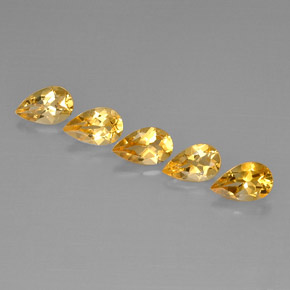 3.95 ctw Yellow Citrine Gemstones, Citrine Gems in Pear Facet Shape for Sale.