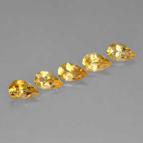 3.95 ctw Yellow Citrine Stones, Natural Citrine in Pear Facet Shape for Sale