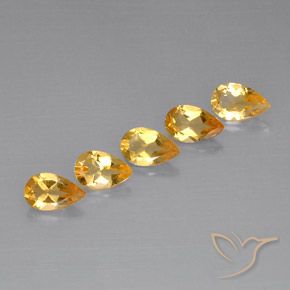 3.59 ctw Golden Citrine Stones, Natural Citrine in Pear Facet Shape for Sale