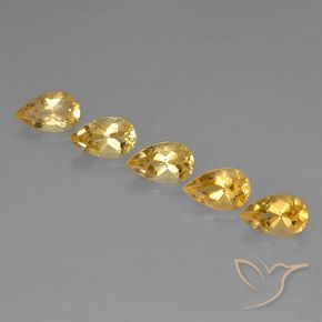 4.17 ctw Golden Citrine Stones, Natural Citrine in Pear Facet Shape for Sale