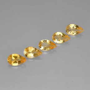 3.21 ct Yellow Citrine Stone, Natural Citrine in Pear Facet Shape for Sale