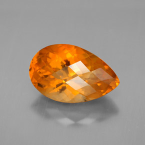 4.18 ct Orange Citrine Stone, Natural Citrine in Pear Checkerboard Shape for Sale