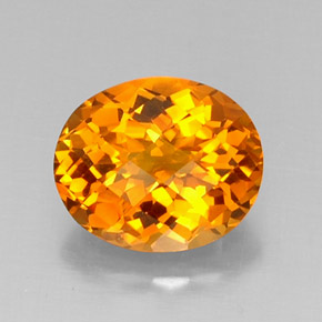 5.00 ct Orange Citrine Gemstone, Citrine Gem in Oval Checkerboard Shape for Sale.