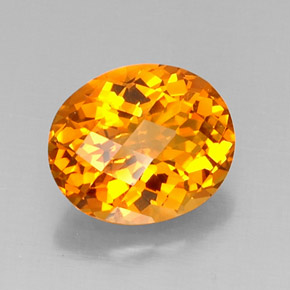 5.00 ct Orange Citrine Stone, Natural Citrine in Oval Checkerboard Shape for Sale