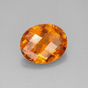 3.22 ct Orange Citrine Gemstone, Citrine Gem in Oval Checkerboard Shape for Sale.