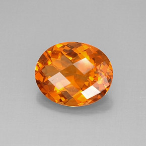 3.22 ct Orange Citrine Stone, Natural Citrine in Oval Checkerboard Shape for Sale