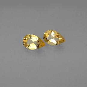 1.35 ct Yellow Citrine Stone, Natural Citrine in Pear Facet Shape for Sale