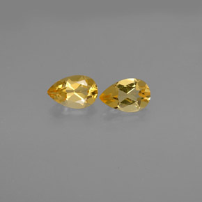 1.46 ct Yellow Citrine Gemstone, Citrine Gem in Pear Facet Shape for Sale.