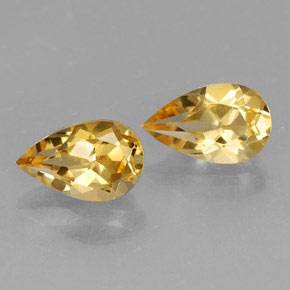 1.61 ct Yellow Citrine Gemstone, Citrine Gem in Pear Facet Shape for Sale.