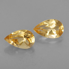 1.56 ct Yellow Citrine Gemstone, Citrine Gem in Pear Facet Shape for Sale.