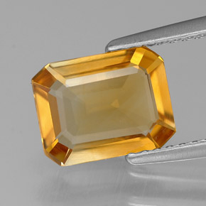 1.61 ct Yellow Citrine Gemstone, Citrine Gem in Octagon Facet Shape for Sale.