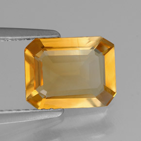 1.61 ct Yellow Citrine Stone, Natural Citrine in Octagon Facet Shape for Sale