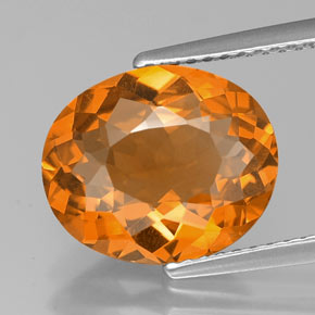 3.47 ct Orange Citrine Gemstone, Citrine Gem in Oval Facet Shape for Sale.