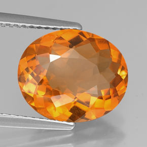 3.47 ct Orange Citrine Stone, Natural Citrine in Oval Facet Shape for Sale