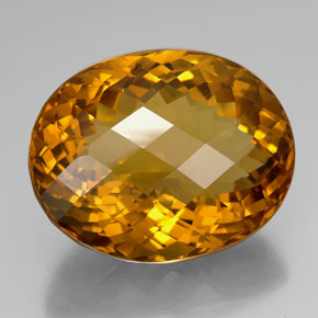 100.00 ct Yellow Citrine Stone, Natural Citrine in Oval Checkerboard Shape for Sale
