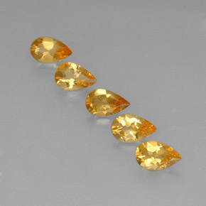 3.12 ctw Golden Citrine Stones, Natural Citrine in Pear Facet Shape for Sale