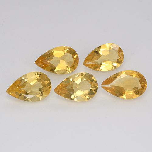 3.17 ctw Golden Citrine Gemstones, Citrine Gems in Pear Facet Shape for Sale.