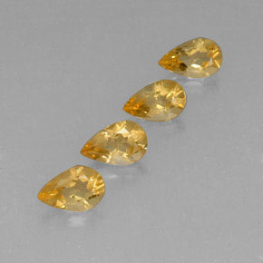2.63 ctw Yellow Citrine Gemstones, Citrine Gems in Pear Facet Shape for Sale.