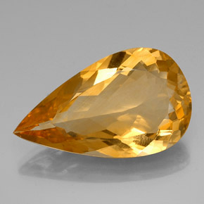 27.18 ct Yellow Citrine Gemstone, Citrine Gem in Pear Facet Shape for Sale.