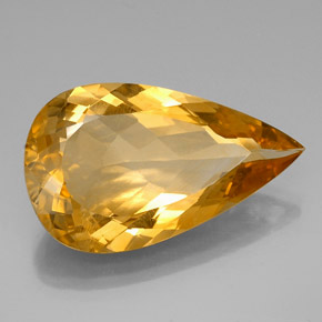 27.18 ct Yellow Citrine Stone, Natural Citrine in Pear Facet Shape for Sale