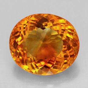 13.09 ct Orange Citrine Gemstone, Citrine Gem in Oval Facet Shape for Sale.