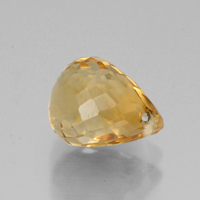 1.69 ct Yellow Citrine Stone, Natural Citrine in Briolette with Hole Shape for Sale