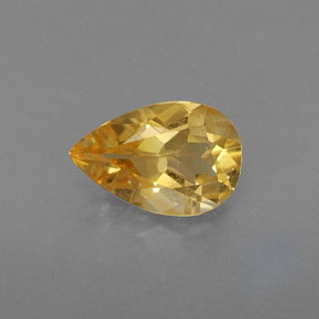 0.70 ct Yellow Citrine Gemstone, Citrine Gem in Pear Facet Shape for Sale.