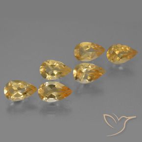 4.70 ctw Golden Citrine Stones, Natural Citrine in Pear Facet Shape for Sale