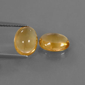 3.78 ct Yellow Citrine Gemstone, Citrine Gem in Oval Cabochon Shape for Sale.
