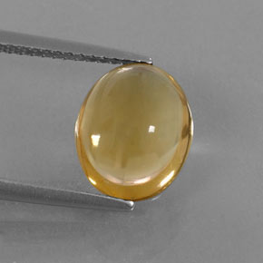 3.32 ct Yellow Citrine Gemstone, Citrine Gem in Oval Cabochon Shape for Sale.