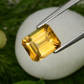 1.98 ct Yellow Citrine Gemstone, Citrine Gem in Octagon Step Cut Shape for Sale.