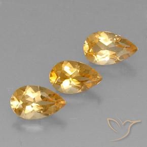 2.31 ctw Golden Citrine Stones, Natural Citrine in Pear Facet Shape for Sale