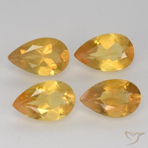 2.71 ctw Golden Citrine Gemstones, Citrine Gems in Pear Facet Shape for Sale.