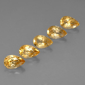 4.14 ctw Yellow Citrine Gemstones, Citrine Gems in Pear Facet Shape for Sale.