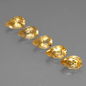 4.14 ctw Yellow Citrine Stones, Natural Citrine in Pear Facet Shape for Sale
