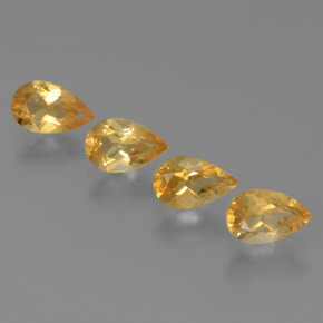 2.85 ctw Golden Citrine Gemstones, Citrine Gems in Pear Facet Shape for Sale.