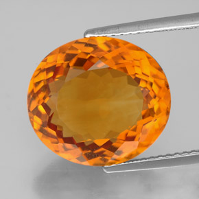 8.94 ct Orange Citrine Gemstone, Citrine Gem in Oval Facet Shape for Sale.