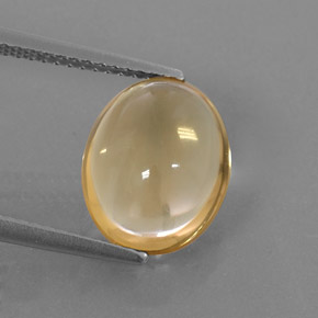 3.55 ct Yellow Citrine Gemstone, Citrine Gem in Oval Cabochon Shape for Sale.