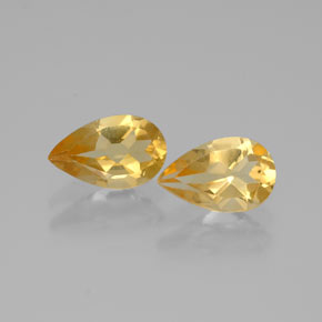 1.45 ct Yellow Citrine Gemstone, Citrine Gem in Pear Facet Shape for Sale.
