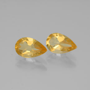 1.45 ct Yellow Citrine Stone, Natural Citrine in Pear Facet Shape for Sale