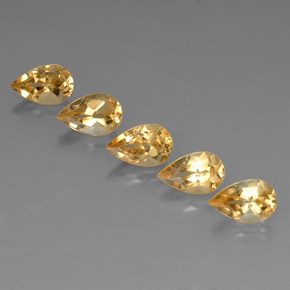 4.35 ctw Yellow Citrine Gemstones, Citrine Gems in Pear Facet Shape for Sale.