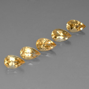 4.35 ctw Yellow Citrine Stones, Natural Citrine in Pear Facet Shape for Sale