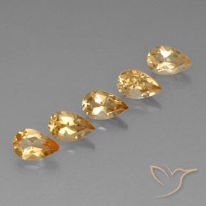 4.20 ctw Golden Citrine Stones, Natural Citrine in Pear Facet Shape for Sale