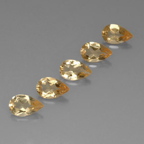 3.52 ctw Golden Citrine Stones, Natural Citrine in Pear Facet Shape for Sale