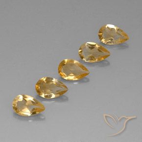 3.40 ctw Golden Citrine Stones, Natural Citrine in Pear Facet Shape for Sale