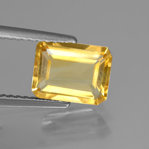 1.75 ct Yellow Citrine Gemstone, Citrine Gem in Octagon Facet Shape for Sale.